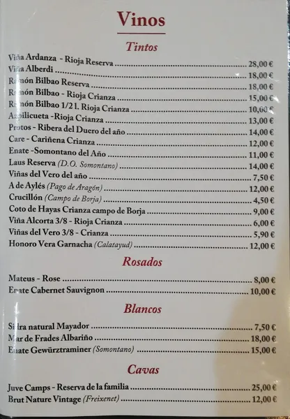 menu 2 of Asador Los Gigantes