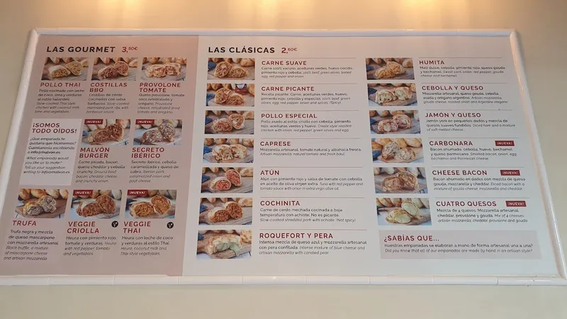 menu 0 of Empanadas Malvón