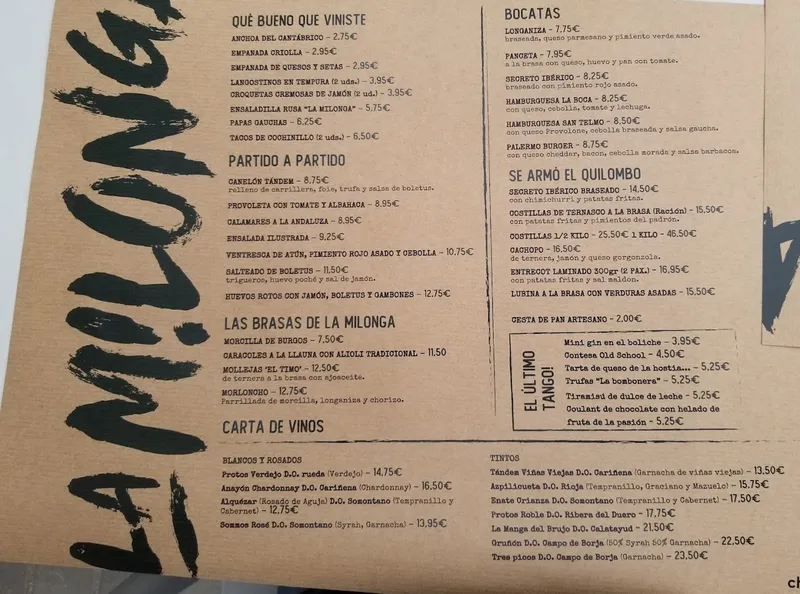menu 0 of La Milonga Chill & Grill