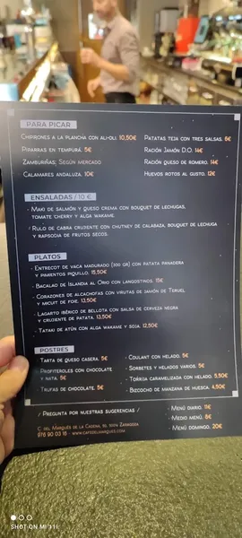 menu 2 of Café del Marqués