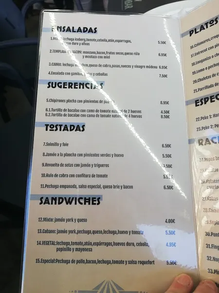 menu 1 of Cafetería el Jubon