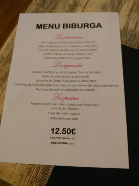 menu 1 of Bar La Bolera