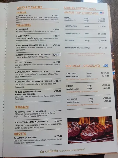 menu 0 of La Cabaña Restaurant