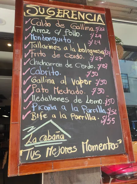 menu 1 of La Cabaña Restaurant