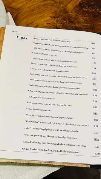 menu 0 of La Bodeguilla