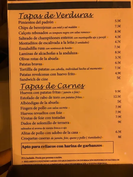 menu 0 of L'arrosseria de sants