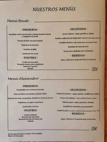 menu 1 of L'arrosseria de sants