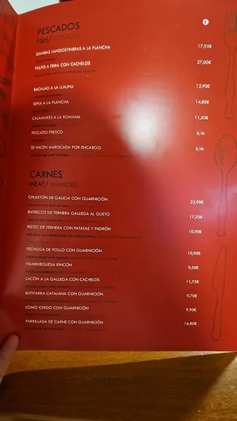 menu 0 of O'Rincón da Terra