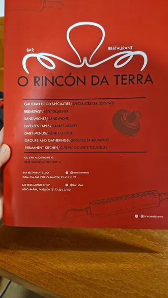 menu 2 of O'Rincón da Terra