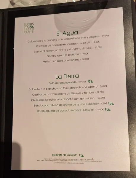 menu 0 of El Chispial