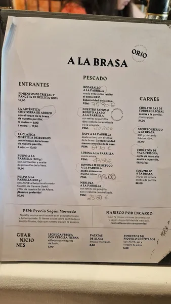 menu 0 of Asador Orio