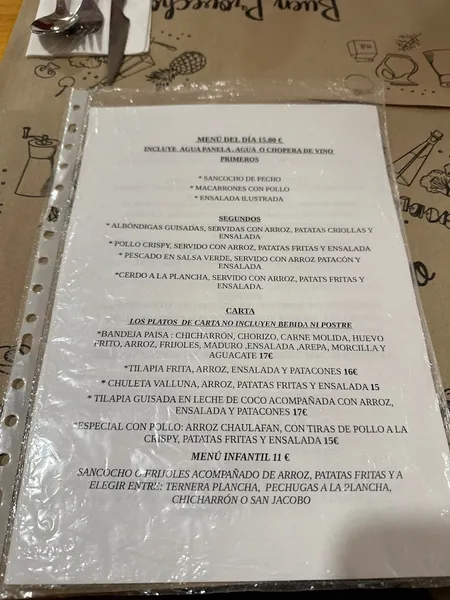 menu 1 of La fonda