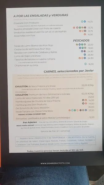 menu 0 of Restaurante Asador Don Producto y Tú