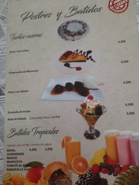 menu 1 of Al Carbón restaurante