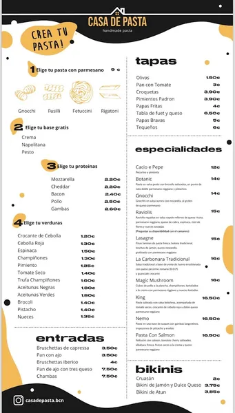 menu 0 of Casa de Pasta
