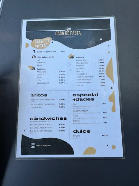 menu 1 of Casa de Pasta