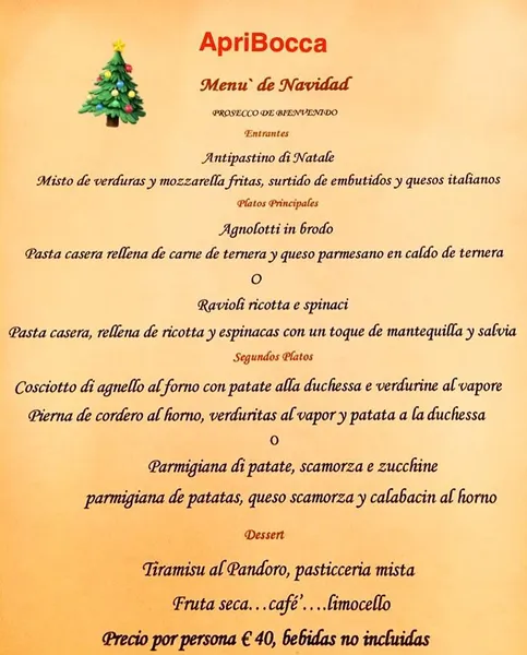 menu 0 of ApriBocca