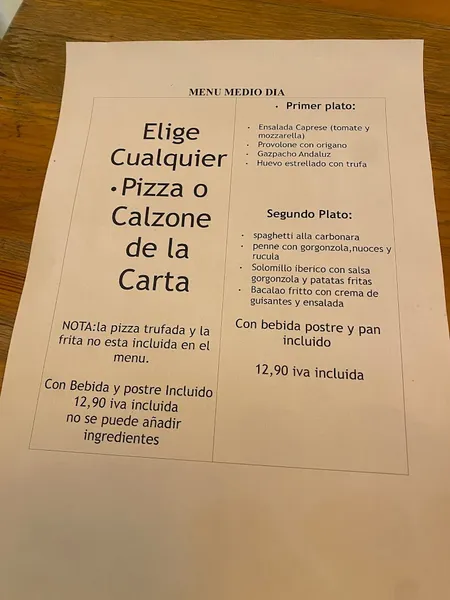 menu 1 of Mammamia