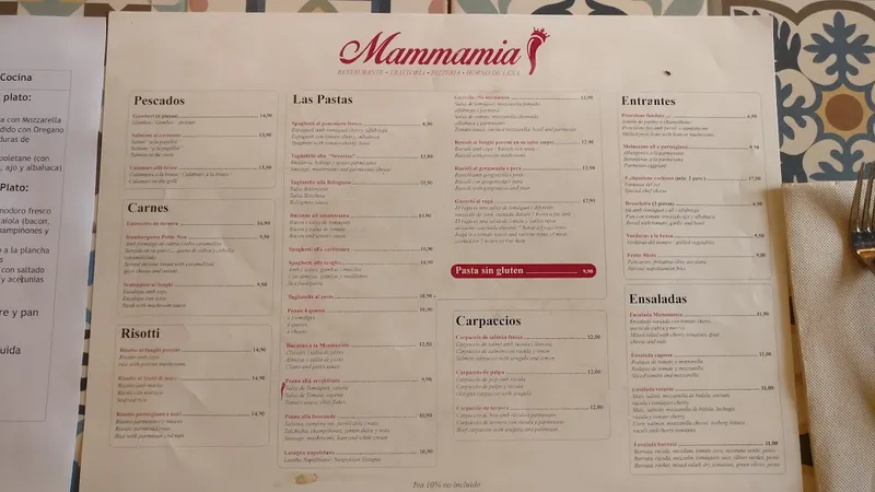 menu 2 of Mammamia