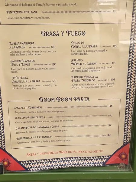 menu 1 of Boom Boom Ciao