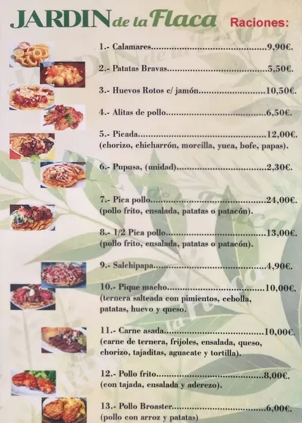 menu 1 of Jardín de la Flaca