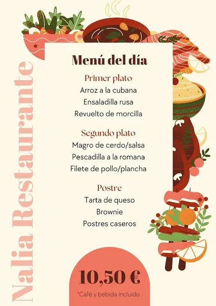 menu 2 of Nalia Cafetería Restaurante y Churrería