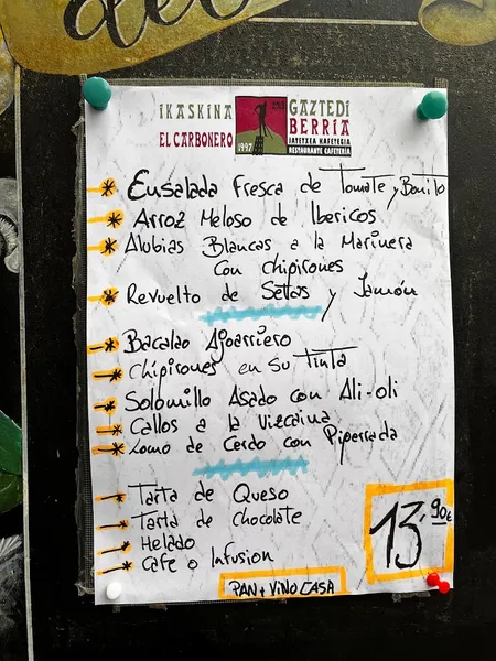 menu 0 of Gaztedi Berria Restaurante Cafetería / Jatetxea Kafetegia