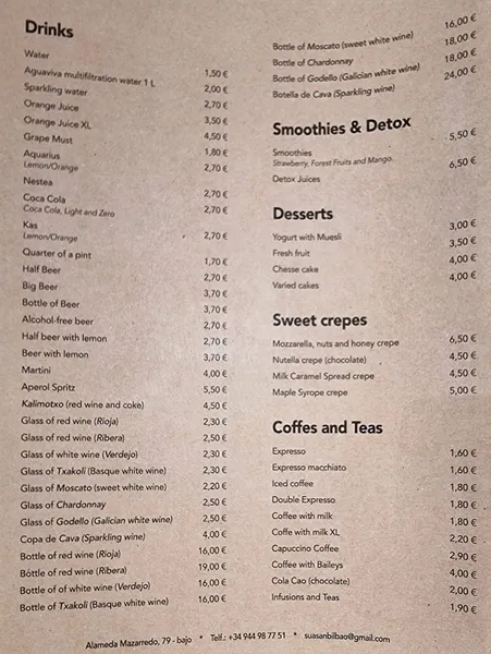 menu 0 of Restaurante Sua San