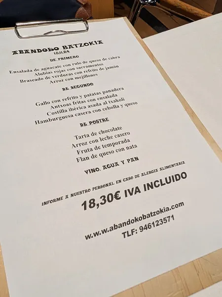 menu 0 of Restaurante Batzoki de Abando / Abandoko Batzokia
