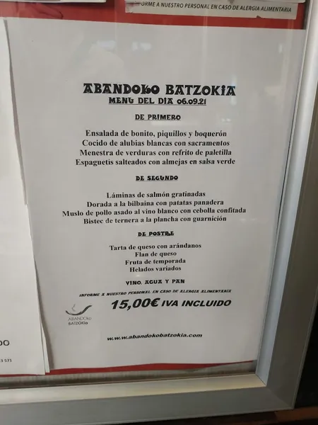 menu 2 of Restaurante Batzoki de Abando / Abandoko Batzokia