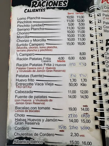 menu 1 of Mesón Casa Eloy