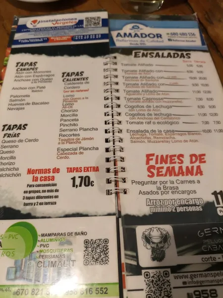 menu 2 of Mesón Casa Eloy