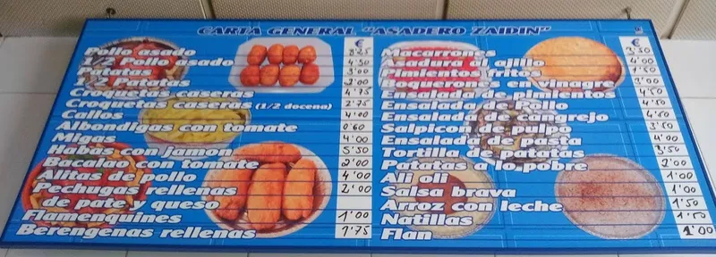 menu 0 of Asadero ZAIDIN