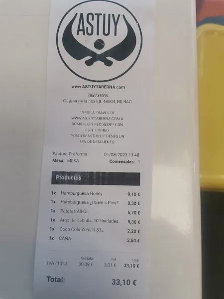 menu 2 of Astuy Taberna