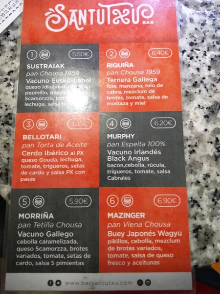 menu 1 of Bar Santutxu