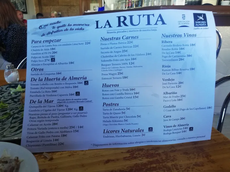 menu 1 of Bar la ruta carretera ronda