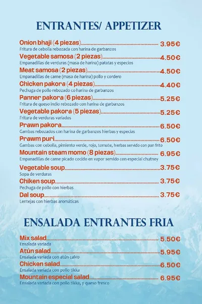 menu 1 of Restaurante Mountain Tandoori