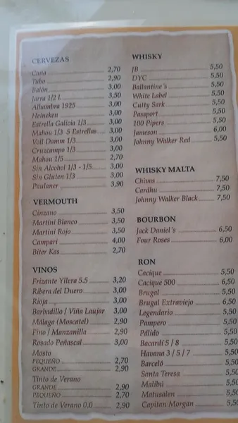 menu 2 of Café París