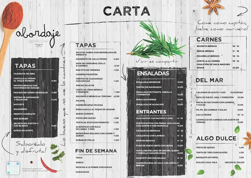 menu 0 of Abordaje Gastrobar