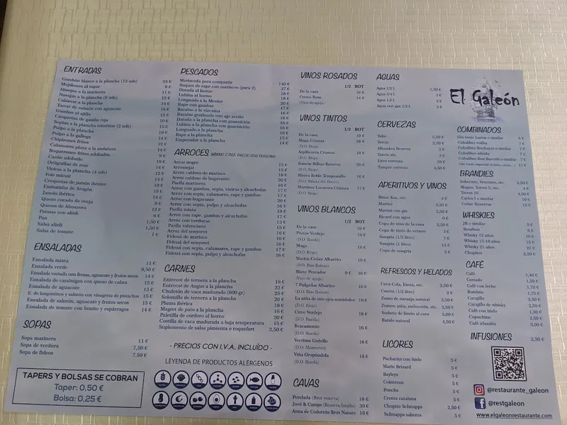 menu 0 of El Galeón