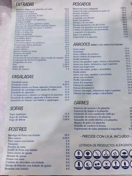menu 2 of El Galeón