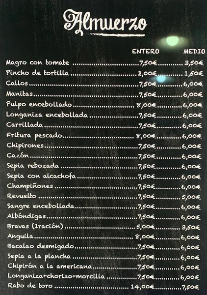menu 1 of Bar 1001