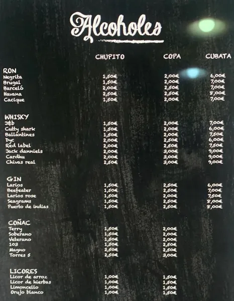 menu 2 of Bar 1001