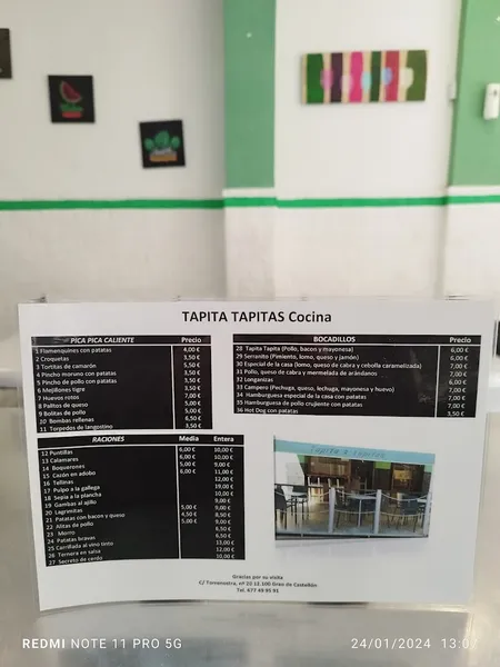 menu 0 of Bar Tapita Tapitas