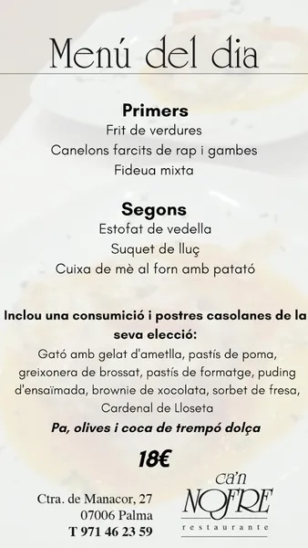 menu 0 of Ca'n Nofre