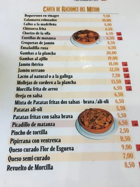 menu 1 of Mesón Restaurante EL SEGOVIANO