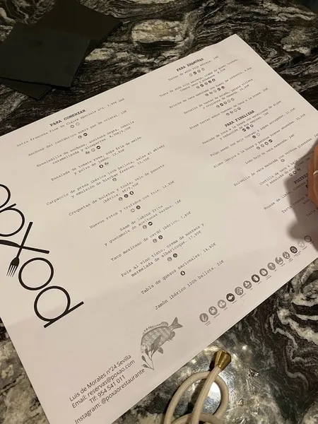 menu 2 of Restaurante Poxao Sevilla