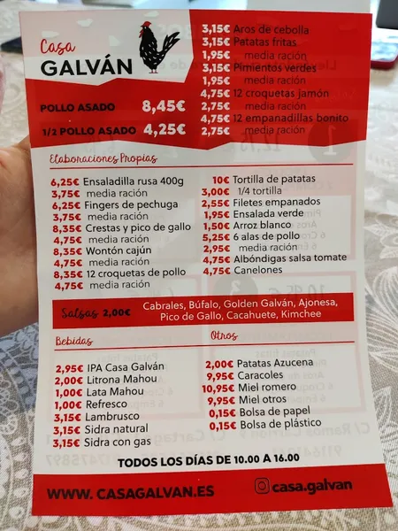 menu 1 of Asador de Pollos Casa Galván