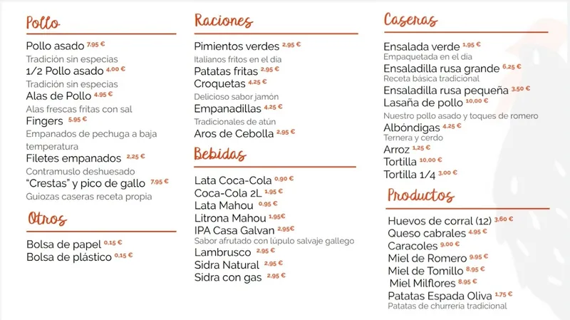 menu 0 of Asador de Pollos Casa Galván