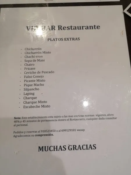 menu 0 of Restaurante Boliviano Madrid - VIPBAR
